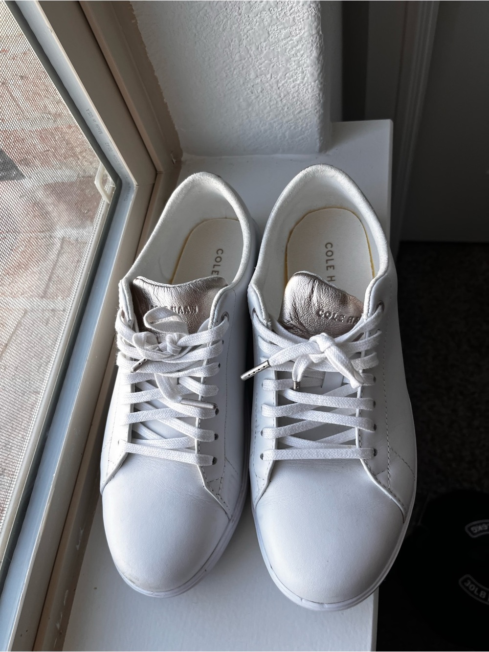 Cole Haan White Leather Low-Top Lace-Up Sneakers